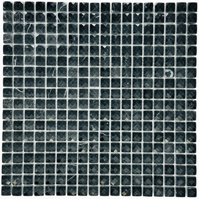 Мозаика Marble Mosaic Diamond Nero Marquina Pol камень 30.5х30.5 см полированная чип 15х15 мм, nero, черный