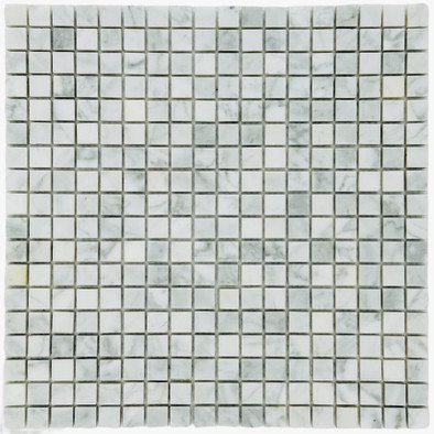 Мозаика Marble Mosaic Carrara Sivec Pol камень 30.5х30.5 см полированная чип 15х15 мм, серый, белый