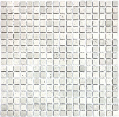 Мозаика Orro Mosaic Travertine Gray Tum камень 30.5х30.5 см матовая чип 15х15 мм, белый, серый