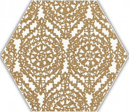 Декор Shiny Lines Gold Heksagon Inserto A 17.1x19.8 глазурованный, матовый керамогранит