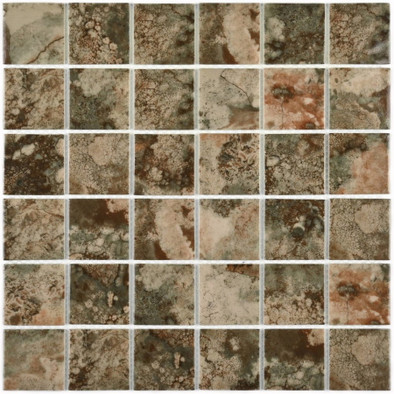 Мозаика Amuletto Leaf стекло 30х30 см Bonaparte глянцевая чип 48х48 мм, коричневый Amuletto Leaf
