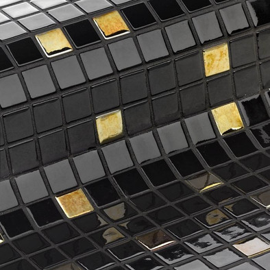 Мозаика Ezarri Eclipse стекло 31.3х49.5 см глянцевая чип 25х25 мм, черный