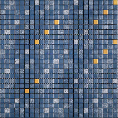 Мозаика Denim Striato 001 керамика 30х30 см Appiani матовая чип 12х12 мм, желтый, синий STR 001