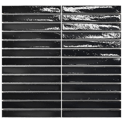 Мозаика Short Stick Azabache керамика 28х30 см Amadis Fine Tiles глянцевая чип 20х150 мм, черный 8436552229439