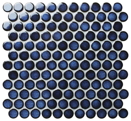 Мозаика Bonaparte Round Midnight Blue керамогранит 31.2х33 см глянцевая синий