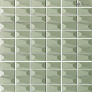 Мозаика NSmosaic R-362 керамика матовая 30х30 см чип 23х48 мм, зеленый
