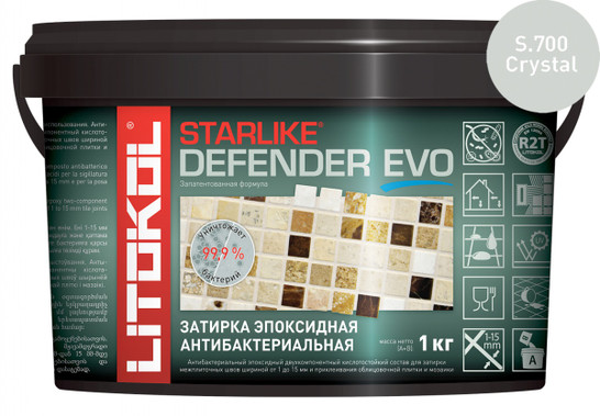 Затирка для плитки эпоксидная Litokol антибактериальная двухкомпонентная Starlike Defender Evo S.700 Crystal 1 кг 485760002