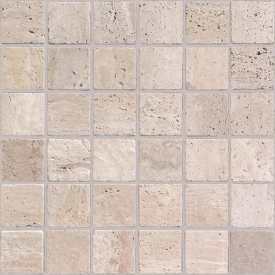 Мозаика Marble Mosaic Travertine Beige Mat камень 30.5х30.5 см матовая чип 48х48 мм бежевый