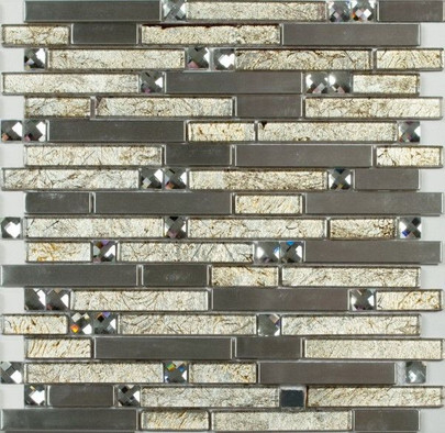 Мозаика MS-610 стекло+металл 29.8х30.5 см матовая, бежевый, серый