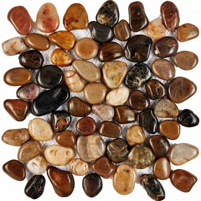 Мозаика из гальки Mix Stone PIX266, чип произвольный, сетка 305х305 мм глянцевая, разноцветный