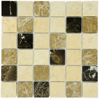 Мозаика Marble Mosaic Mix stone 1 Pol камень 30.5х30.5 см полированная чип 48х48 мм, бежевый, коричневый