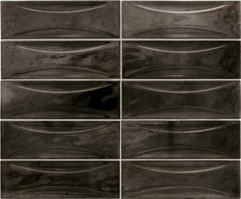 Настенная плитка Hanoi Arco Black Ash 6,5x20 Equipe глянцевая керамическая 30040