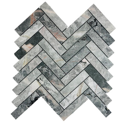 Мозаика Marble Mosaic Hermes Grey мрамор 28.1х28.1 см полированная чип 23х98 мм серый