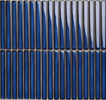 Мозаика Porcelain mosaic Mosaic 1.5х14.5 Y15FW05 Синий глянцевый керамогранит 29.4х31.3 см чип 15х145 мм