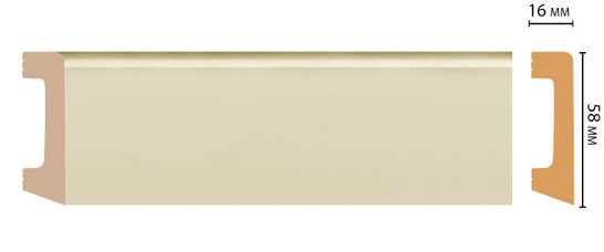 Плинтус напольный D234-61 ДМ Decomaster (58х16х2400 мм) 