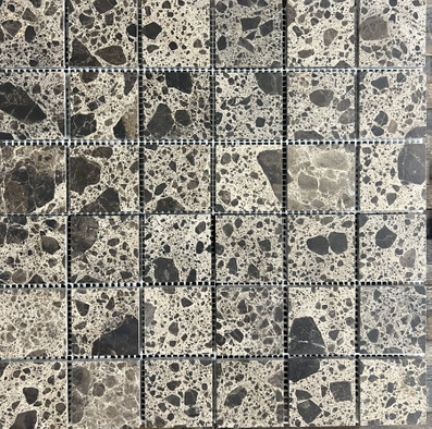 Мозаика PIX 801 Dark Emperador, чип 48x48 мм, сетка 305х305x6 мм, матовая мрамор Pixmosaic серый