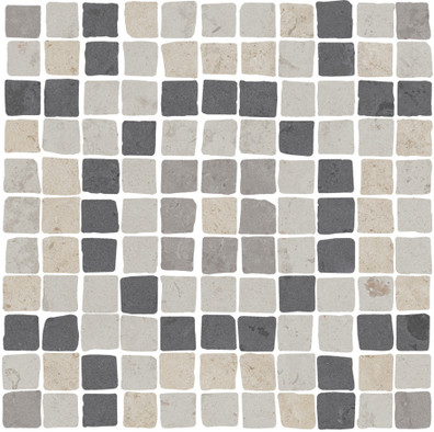 Мозаика MBS007 Про Лаймстоун Спакко 1 Мозаичный матовый керамогранит 20х20 см Kerama Marazzi, бежевый, серый, черный