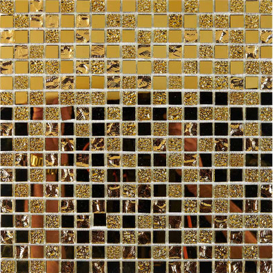 Мозаика из зеркала PIX710, чип 15x15 мм, сетка 300х300x4 мм глянцевая, золотой, коричневый