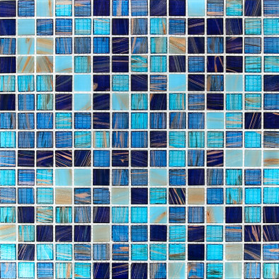 Мозаика Imagine Lab ML45017 стекло 32.7х32.7 см глянцевая чип 23х23 мм, бежевый, голубой, синий