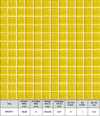 Мозаика Dorado-1 стекло 30х30 см прозрачная чип 23х23 мм, золотой