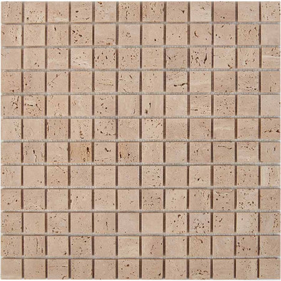 Мозаика из травертинаTravertine PIX258, чип 23х23 мм, сетка 300х300х4 мм матовая, бежевый