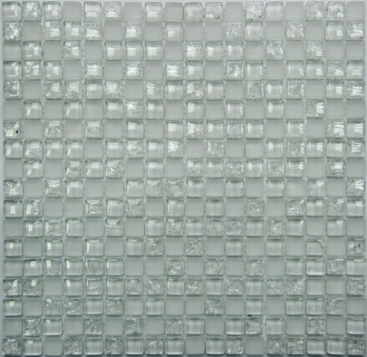 Мозаика S-836 стекло 30.5х30.5 см глянцевая чип 15х15 мм, белый