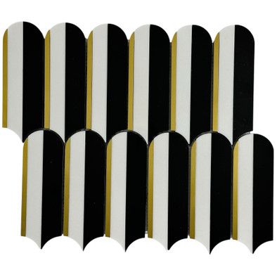 Мозаика Marble Mosaic Piano black Pol камень 25.5х29.8 см полированная чип 48x157 мм, черно-белый,золотой