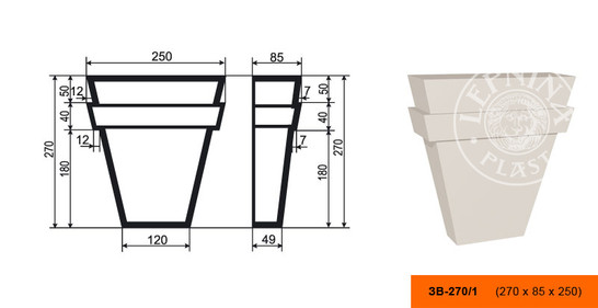 Лепнинапласт Замок ЗВ-270/1 фасадный полистирол 250х270х85 мм с покрытием эластичной шпатлёвкой PS-TechnoPlaster