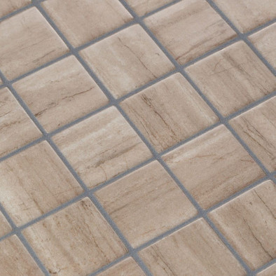 Мозаика Ezarri Creamstone 50 стекло 36.5х36.5 см матовая чип 50х50 мм, бежевый