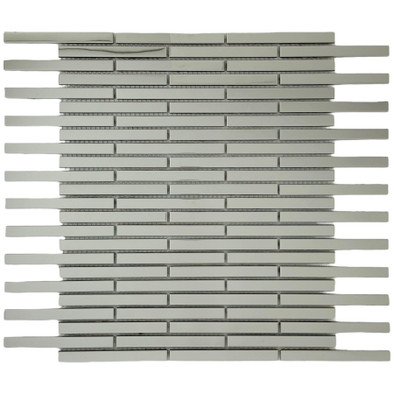 Мозаика Marble Mosaic Stripes Metal нержавеющая сталь 30х34 см чип 10х98 мм, серебро-silver