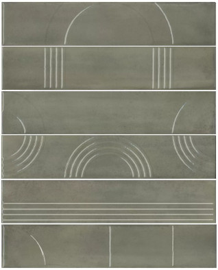 Панно KMP3STA003RN6X Мажорель Зелёный глянцевый (из 6 частей 6х28,5) 36x28,5x1 Kerama Marazzi керамическое