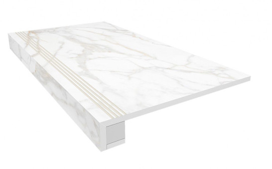 Комплект (Ступень SM02 (33x120) непол. (прямоугол. бортик) + Подступенок (14,5x120)) матовый