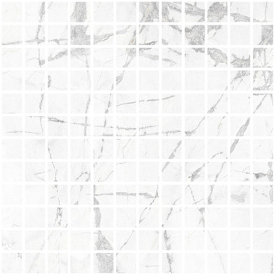 Мозаика Blanc Invisible Mosaic Soft 30x30 керамогранит Living Ceramics матовая чип 25х25 мм, белый, серый LV10635