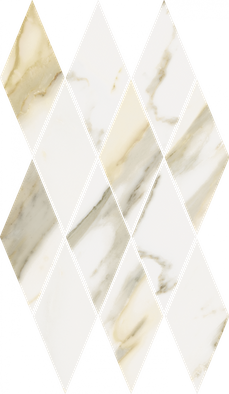 Мозаика Stellaris Calacatta Gold Mosaico Diamond керамогранит 28х48 см Italon полированная, бежевый, белый 620110000203