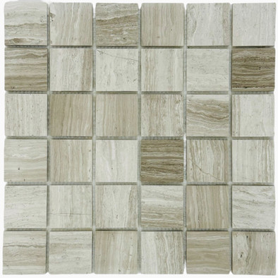 Мозаика Marble Mosaic Wood Grain Pol камень 30.5х30.5 см полированная чип 48х48 мм, серый, белый