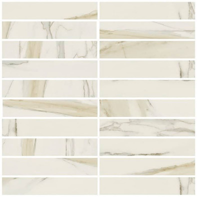 Мозаика I Classici Calacatta Gold Mos.3x15 Glossy (750721) 30x30 керамогранит полированная, бежевый, белый