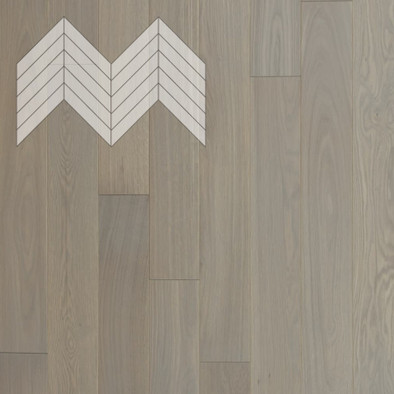 Паркетная доска Lab Arte Chevron Дуб Селект Concrete лак французская елка 600/510х90х14/3/45°