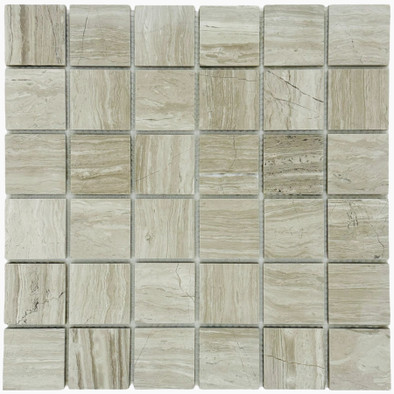 Мозаика Marble Mosaic Wood Grain Mat камень 30.5х30.5 см матовая чип 48х48 мм, серый, бежевый