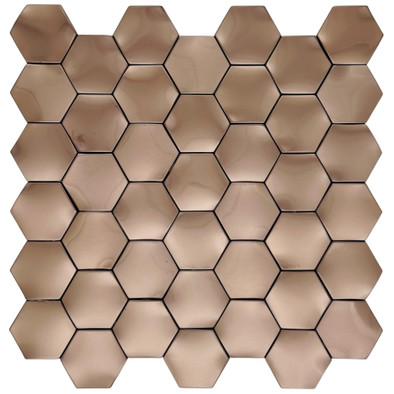 Мозаика Marble Mosaic Hexagon Web Cooper 3D нержавеющая сталь 29х30.5 см чип 48х48 мм, медь