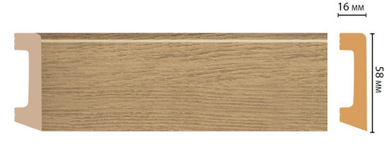 Плинтус напольный D234-83 ДМ Decomaster (58х16х2400 мм) 