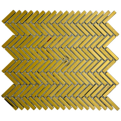 Мозаика Marble Mosaic Chevron Gold стекло 30х30 см глянцевая чип 10x40 мм, золотой-oro-gold