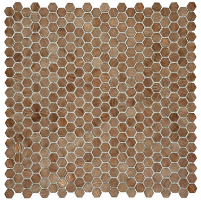 Мозаика Marble Mosaic Aluminium Hexagon Rose Gold алюминий 30х30 см чип 8х14 мм, золотой-oro-gold