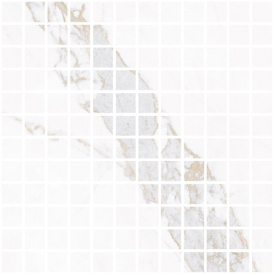 Мозаика Blanc Calacatta Gold Mosaic Soft 30x30 керамогранит Living Ceramics матовая чип 25х25 мм, белый, серый LV10637