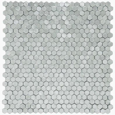 Мозаика Marble Mosaic Gravity Aluminium 3D Hexagon Metal алюминий 29.6х30.5 см чип 8х14 мм, серебро-silver