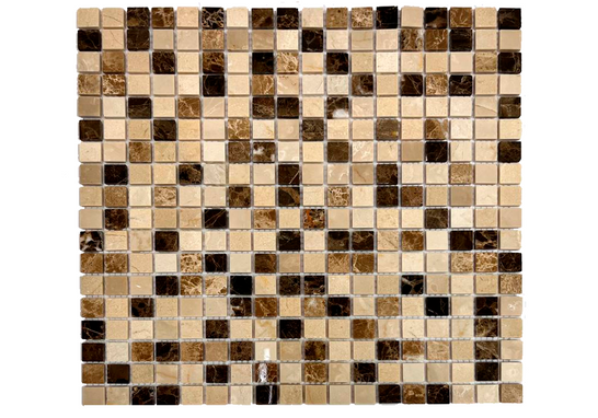Мозаика Miconos Pol 30.5х30.5 см мрамор Orro Mosaic Orro Stone полированная чип 15х15 мм, бежевый, коричневый