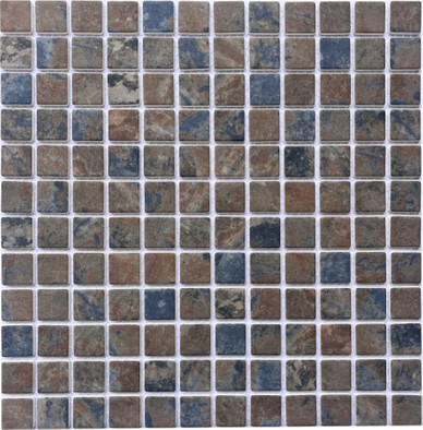 Мозаика PIX761 из стекла, 30х30 см Pixmosaic матовая чип 23х23 мм, коричневый, синий