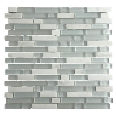 Мозаика Marble Mosaic Jazz White стекло+мрамор 30х31.5 см глянцевая серый