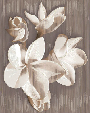 Панно Amati Plumeria Alba (2 шт) - Azori 40.2х50.5 матовое керамическое