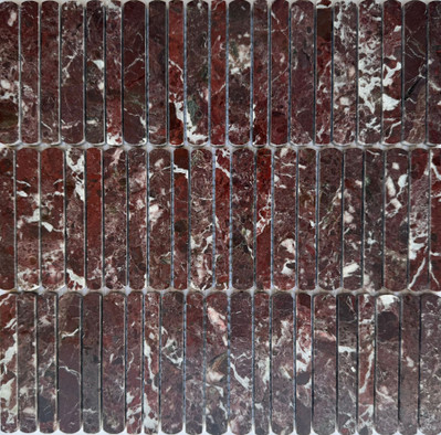 Мозаика Pixmosaic PIX 359 Rosso Levanto, чип 10/12/15х100 мм, сетка 300х305x8 мм, мрамор бордовый