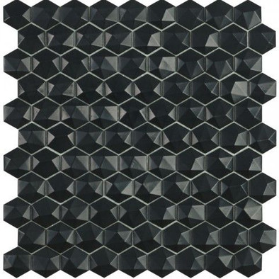 Мозаика Hex Nordic № 903 D Черный (на сетке) стекло 30.7x31.7